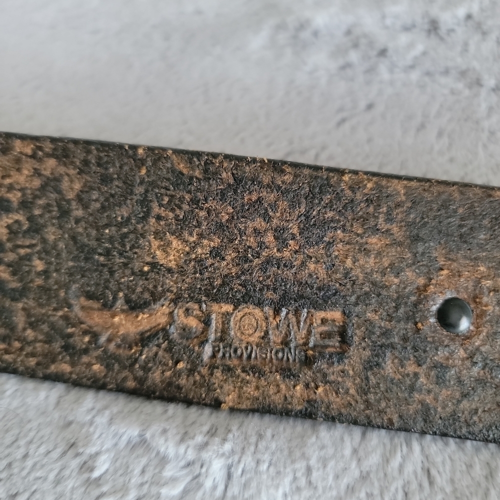 Vintage STOWE PROVISIONS TX Hand Tooled Leather Belt size 30 - Picture 4 of 9